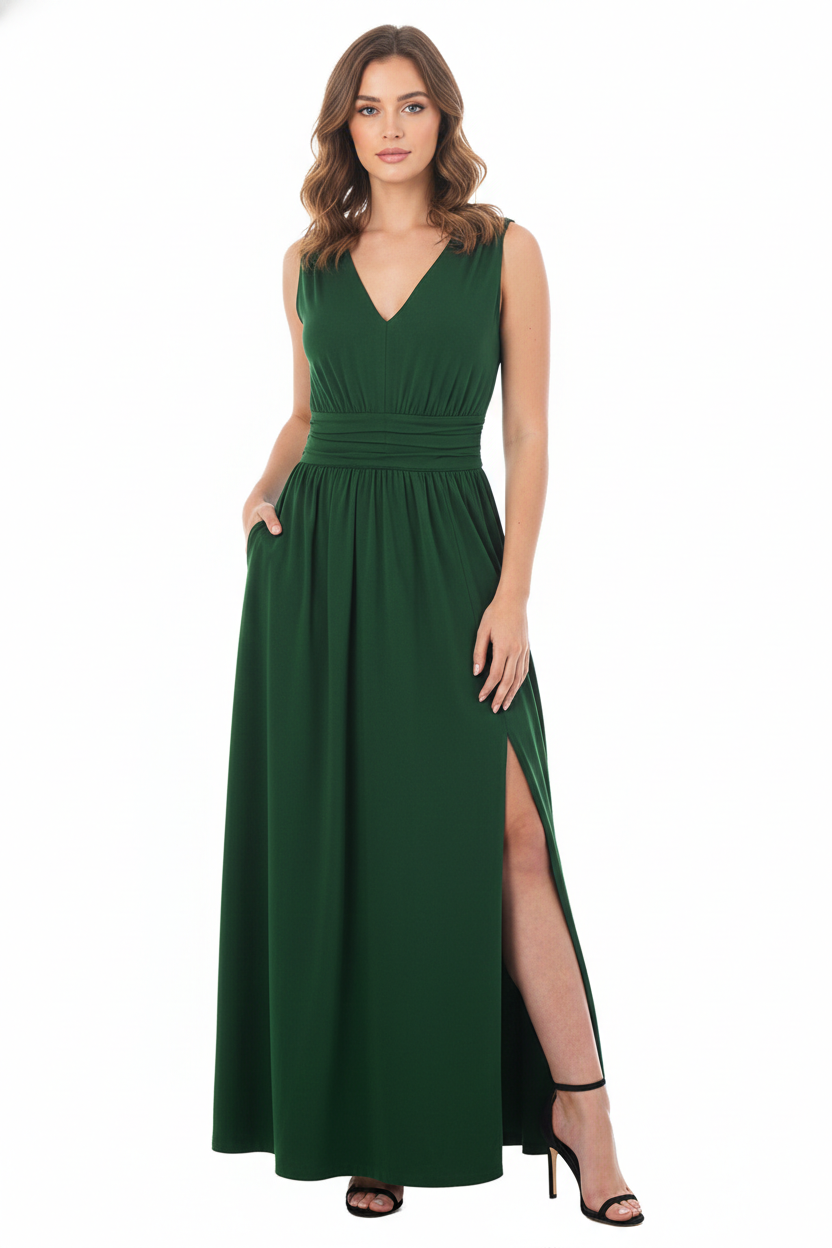 Pleated Cotton Jersey Knit Maxi Dress – Nam's Ropa