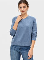 women's blue linen cotton v-neck sweater