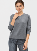women's grey linen cotton V-neck sweater