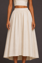 Ivory Gathered Midi Skirt