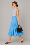 Flared Cotton Poplin Midi Skirt