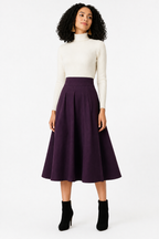 Plum High-Waisted Flared Maxi Skirt