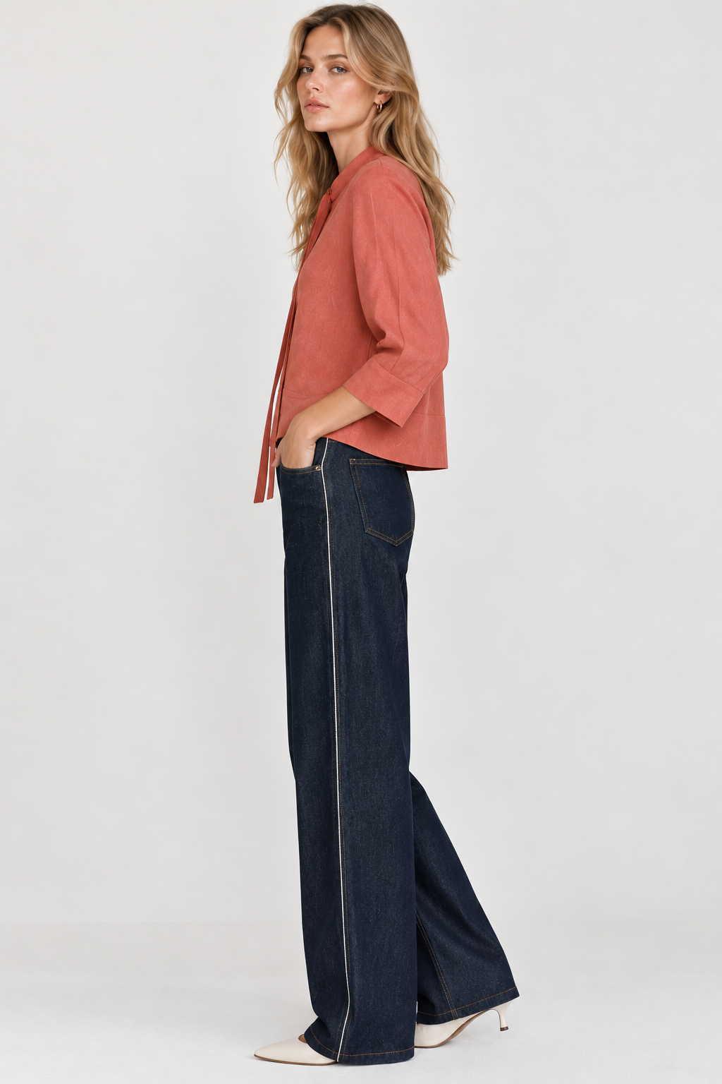 Women’s Rust Poplin Hooded Drawstring Top