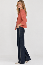 Women’s Rust Poplin Hooded Drawstring Top