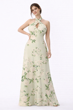 Floral Print Cross Halter Maxi Dress