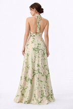Floral Print Cross Halter Maxi Dress