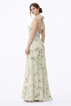 Floral Print Cross Halter Maxi Dress