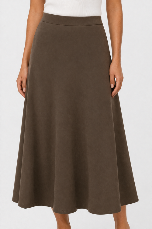 Solid Cotton Jersey A-Line Maxi Skirt