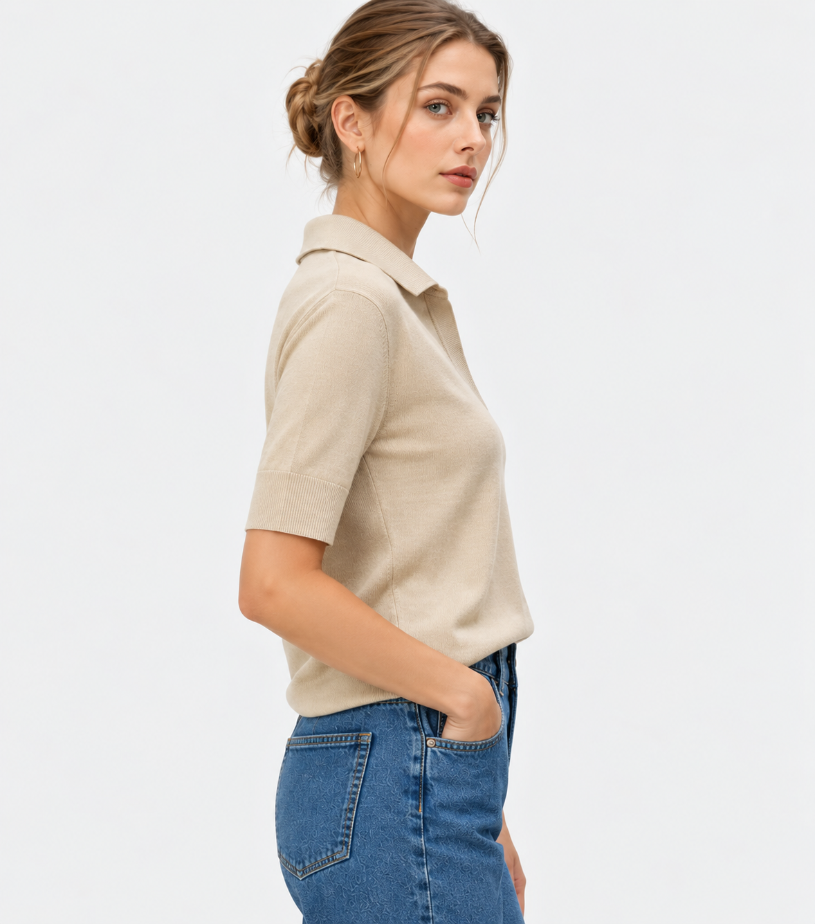 linen and cotton blend sweater for women