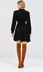 women’s black rayon crinkle wrap mini dress