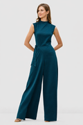 Combinaison-pantalon palazzo en jersey de coton, avec liens asymétriques à nouer à la taille