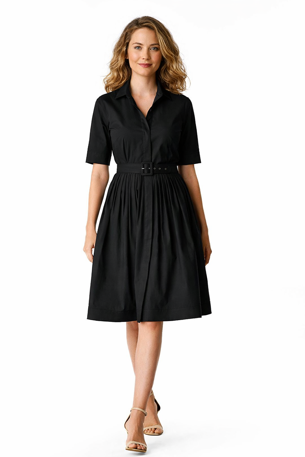 Cotton Poplin Belted Shirtdress