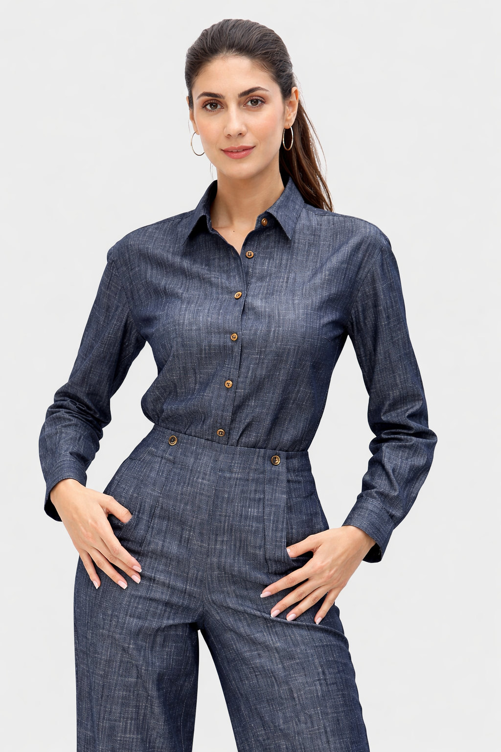 Indigo Cotton Chambray Shirt