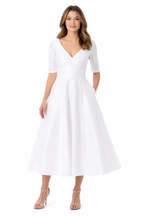 Surplice Dupioni Tea-Length Dress