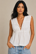 White Cotton Sleeveless Peplum Top