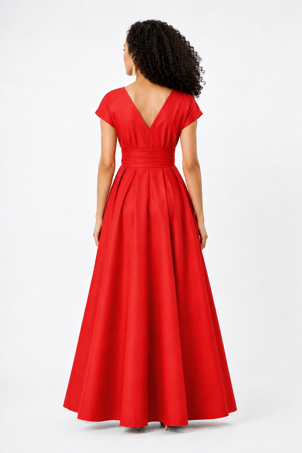 Sash Tie Dupioni Surplice Maxi Dress