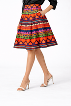 Heart Print Dupioni Pleated Full Skirt