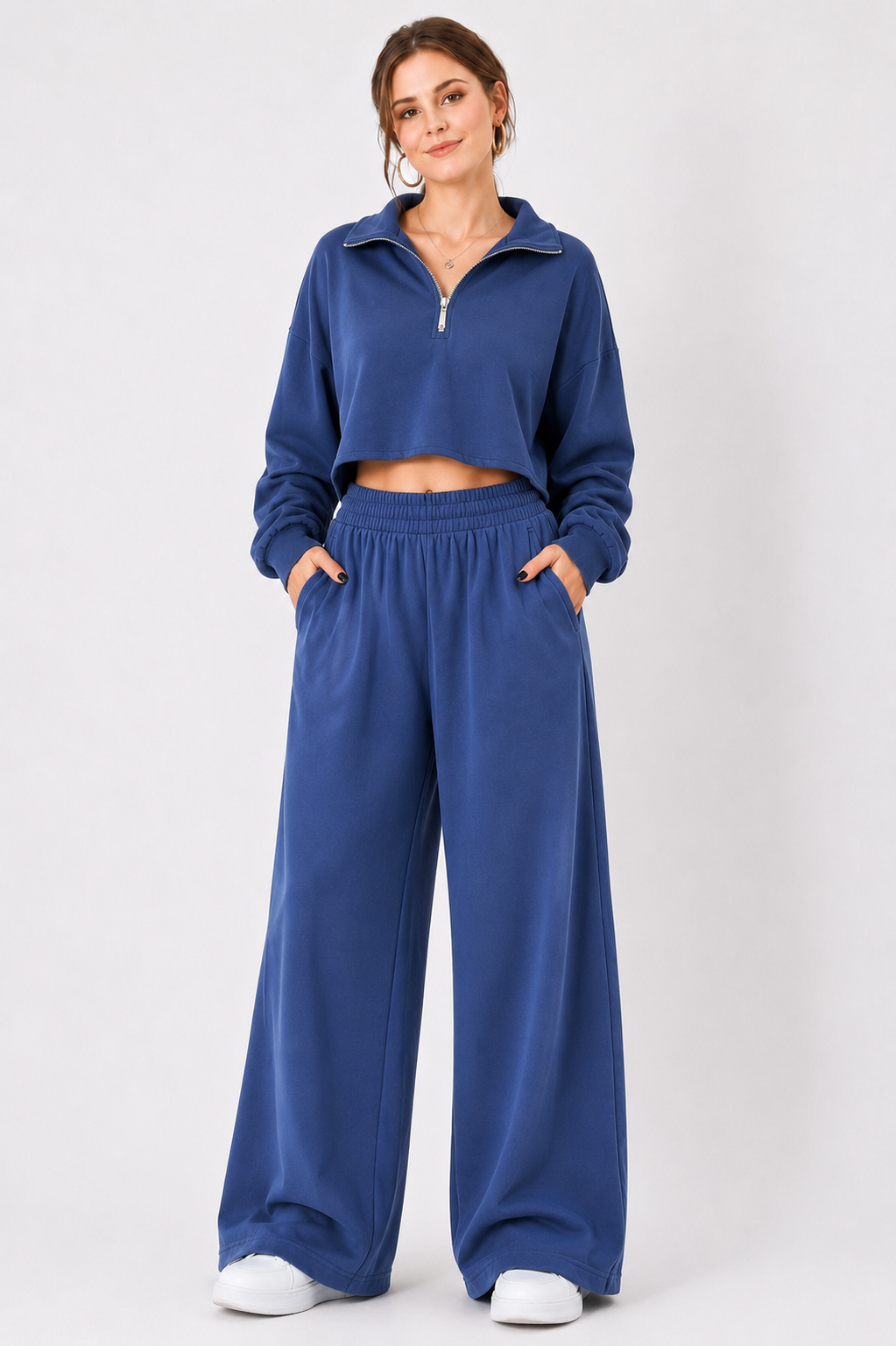 Solid Wide Leg Lounge Trousers