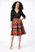 Heart Print Dupioni Pleated Full Skirt