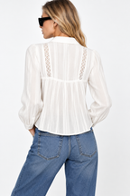 Women’s White Cotton Textured Shirt