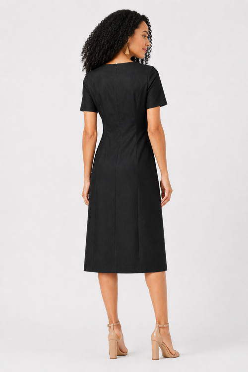 Floral Embroidered Linen Blend Midi Dress