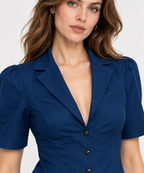 Women’s Navy Blue Cotton Blend Tailored Blazer Top