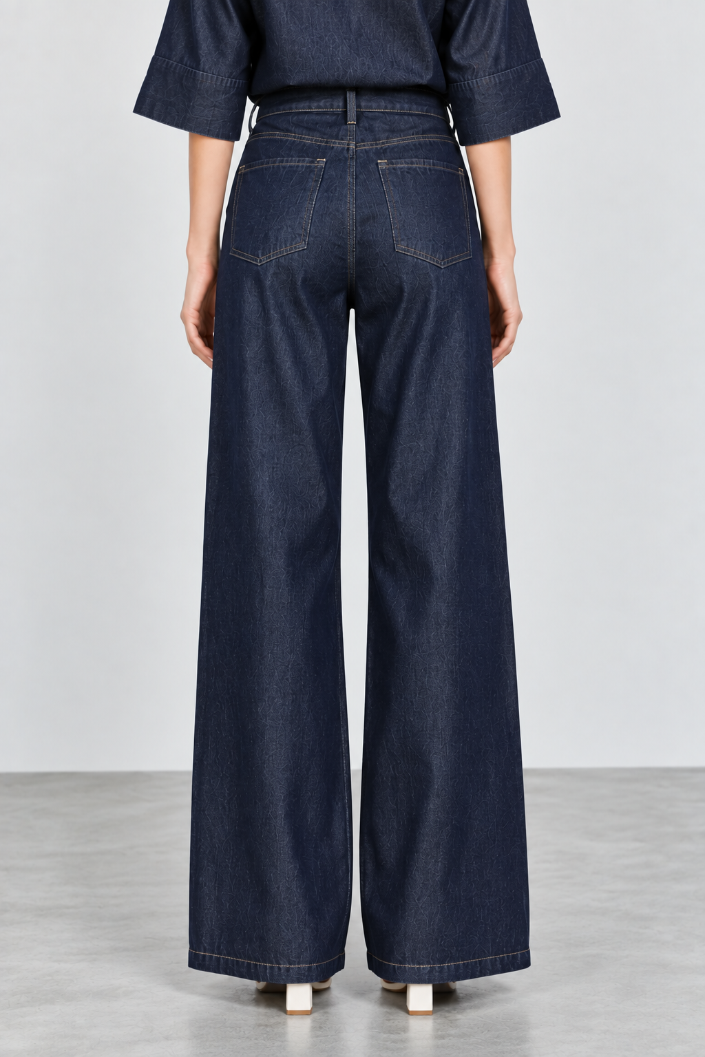 Women’s Dark Blue Denim Wide-Leg Jeans