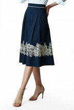Cord Embroidery Cotton Poplin Full Skirt