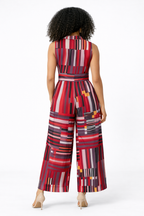 Abstract Print Sleeveless Wrap Jumpsuit