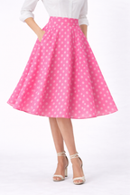 Polka Dot Print Georgette Belted Skirt