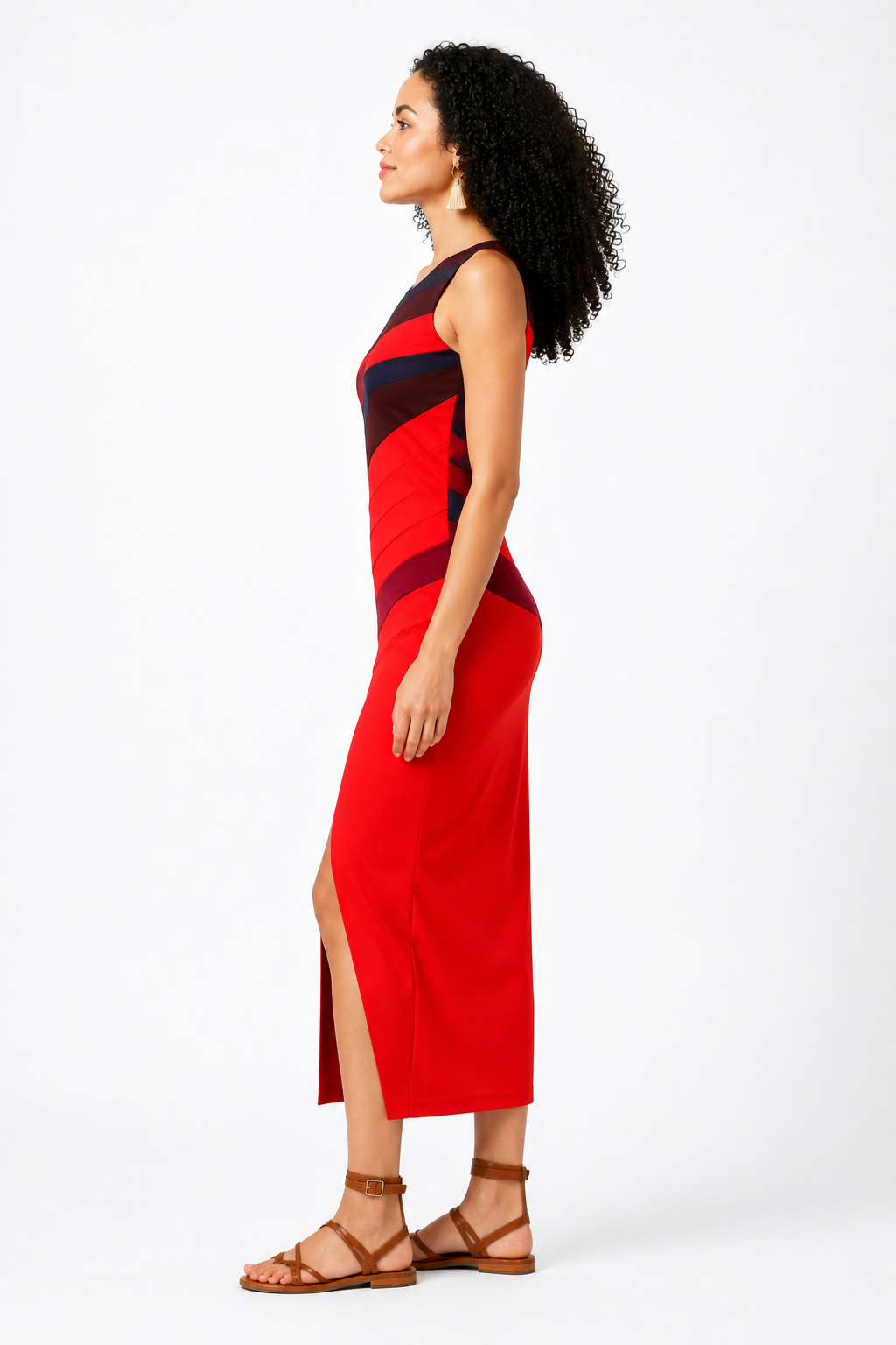 Colorblock Stripe Cotton Jersey Shift Dress