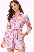 Floral Print Cotton Poplin Romper