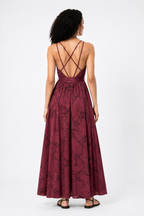 Bow Tie Ribbon Print Crepe Strappy Surplice Dress