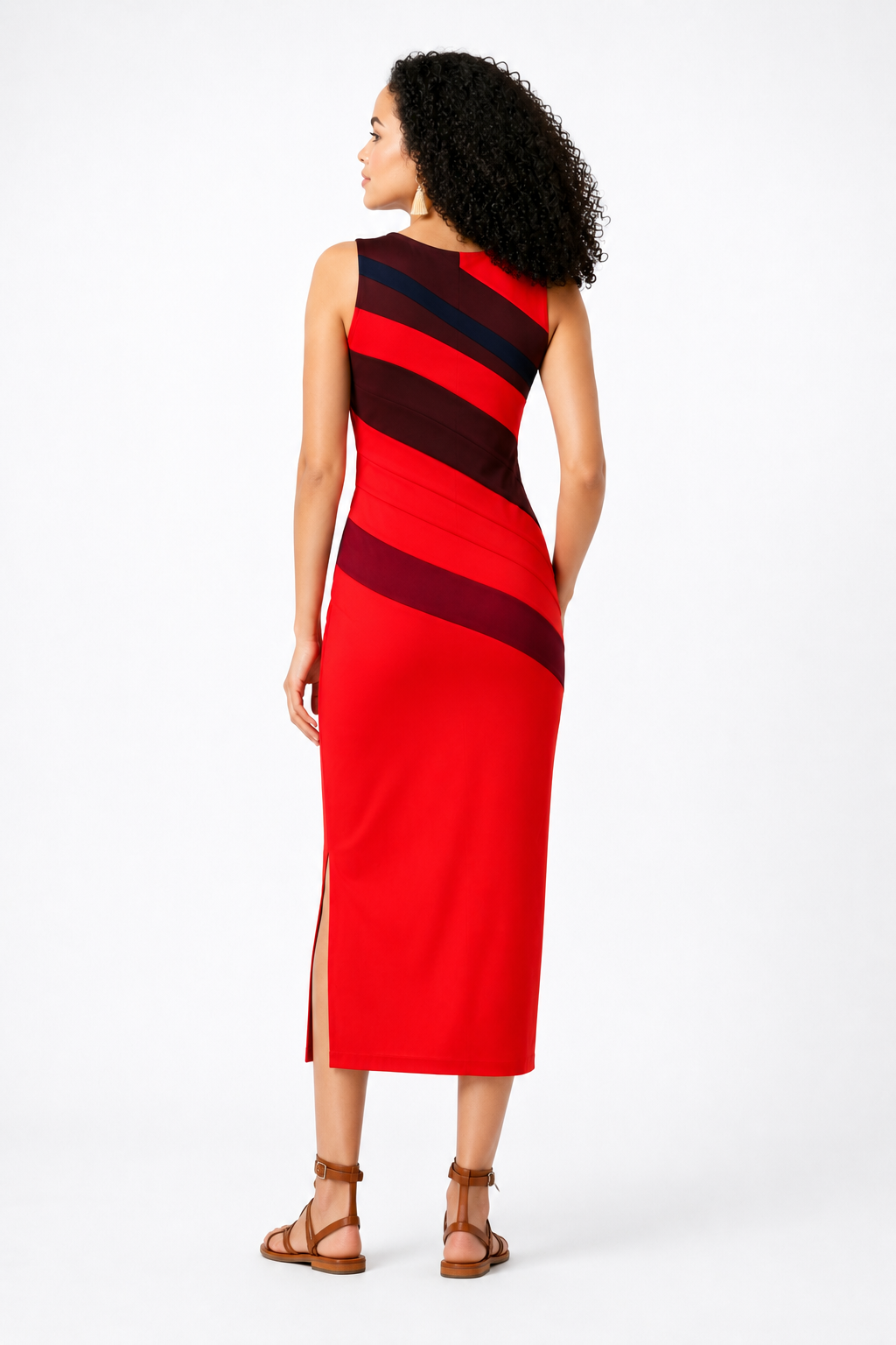 Colorblock Stripe Cotton Jersey Shift Dress