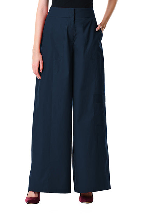 Cargo Pocket Poplin Palazzo Pants
