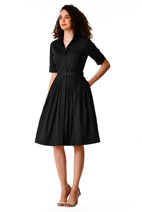 Cotton Poplin Belted Shirtdress