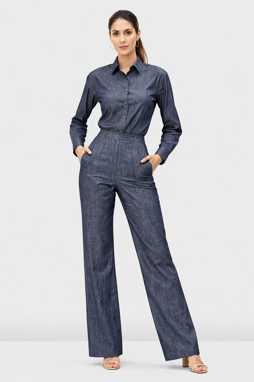 Indigo Cotton Chambray Shirt