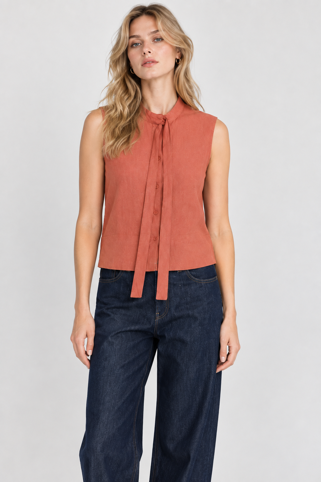 Women’s Rust Poplin Hooded Drawstring Top
