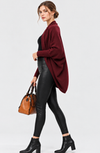 women's burgundy wool cashmere open front cape cardigan