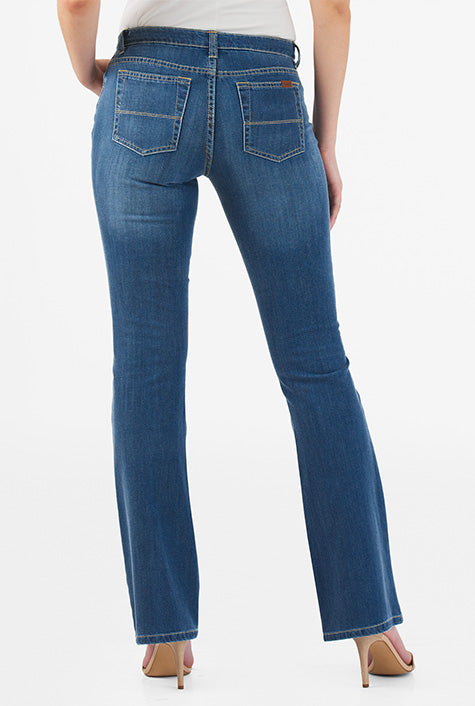 Medium Wash Stretch Denim Flare Jeans