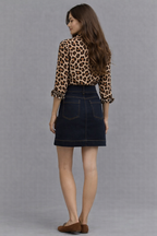 Cotton Denim A-Line Skirt