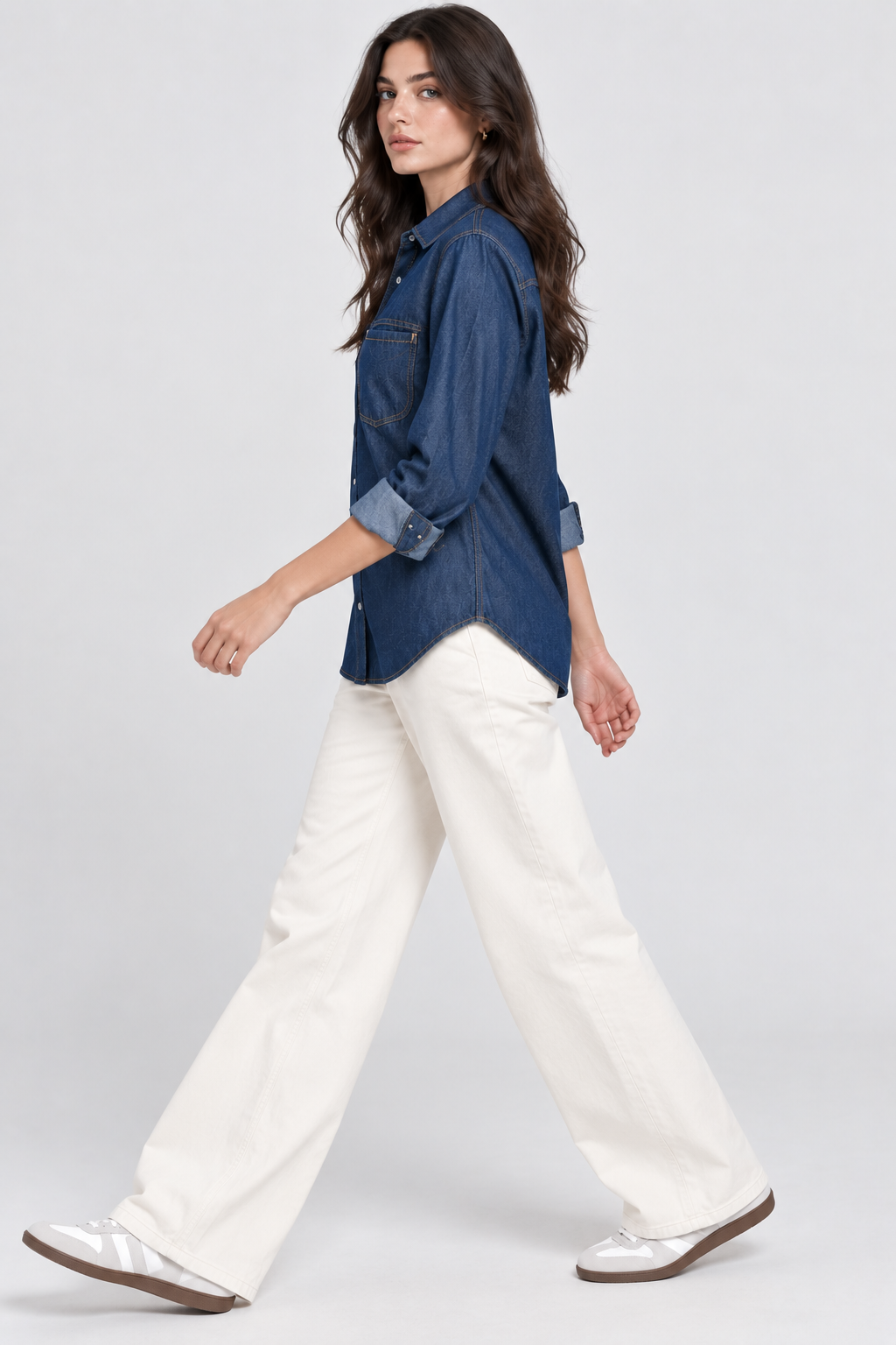 Women’s Dark Blue Denim Utility Shirt