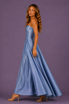 Powder Blue Dupioni Strapless Gown
