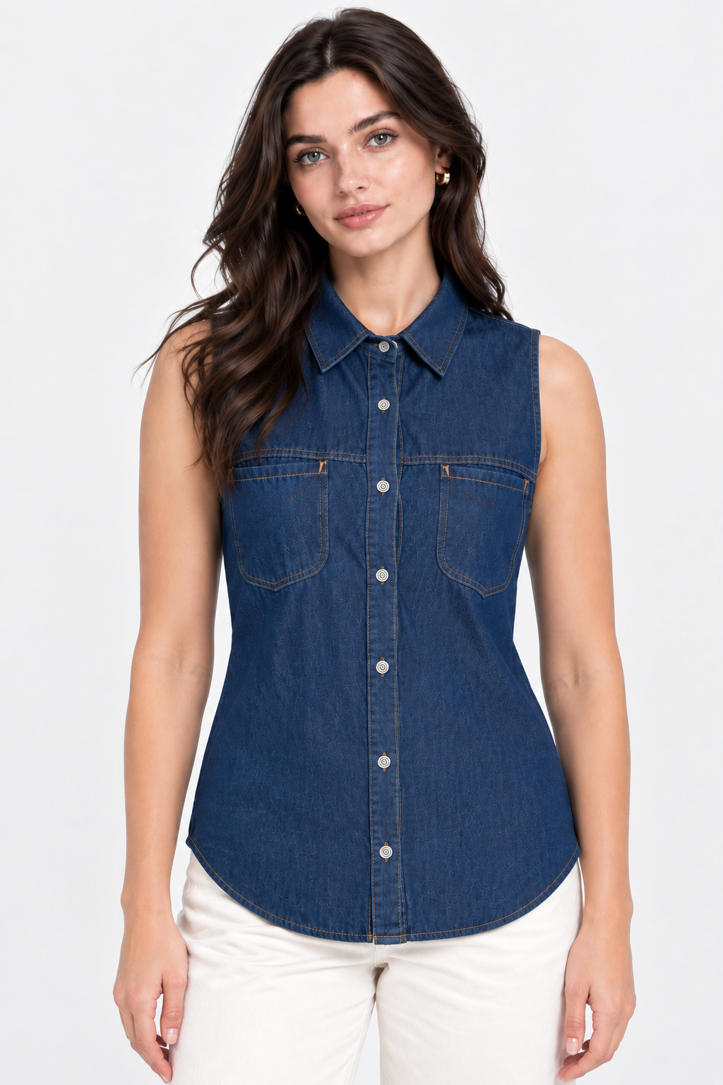 Women’s Dark Blue Denim Utility Shirt