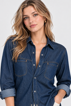 Women’s Dark Blue Denim Utility Shirt