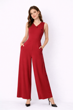 Side Button Cotton Jersey Wide-Leg Jumpsuit
