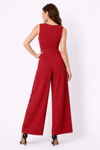 Side Button Cotton Jersey Wide-Leg Jumpsuit