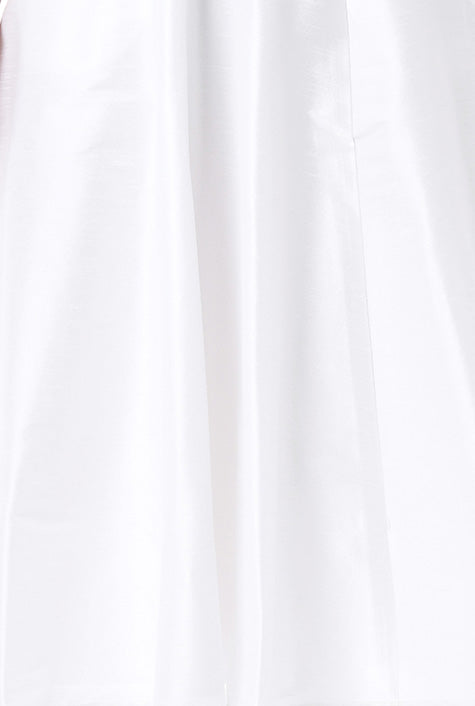 Surplice Dupioni Tea-Length Dress