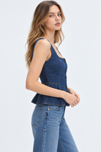 Women’s Blue Denim Sleeveless Peplum Top