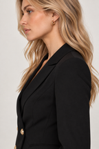 Women’s Black Viscose Double-Breasted Tailored Blazer